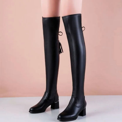 Over The Knee Boots - Ladies Plush Long Boot