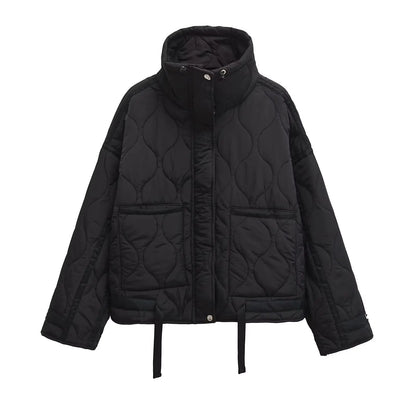 Chic Winter Stand Collar Loose Fit Women's Jacket