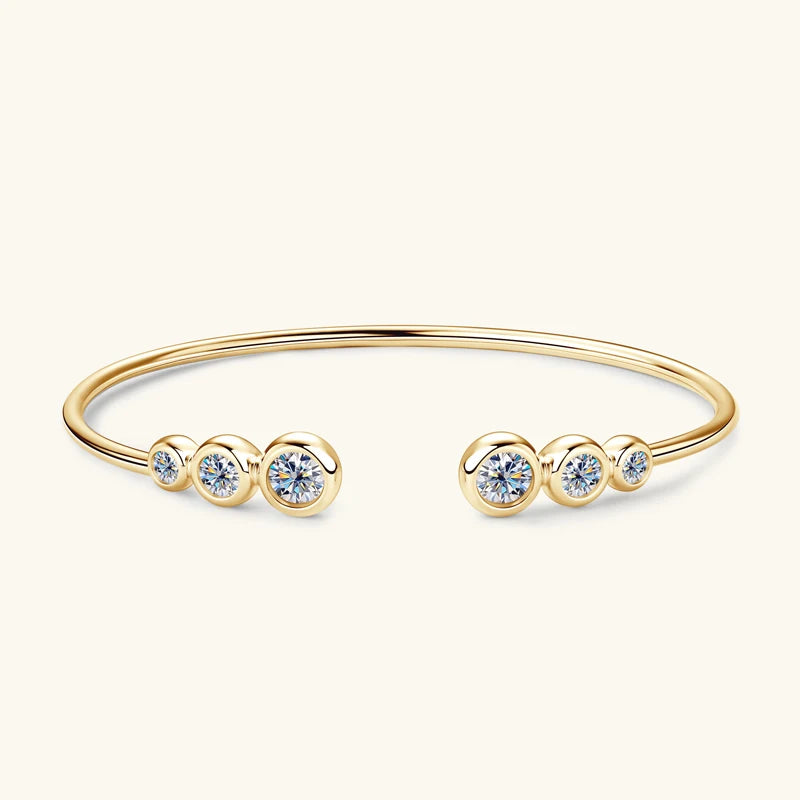 Ivictress 5mm Moissanite Sterling Silver Cuff Bracelet
