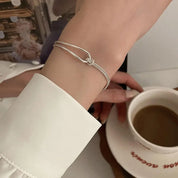 Silver Geometric Square Bead Bracelet for Women