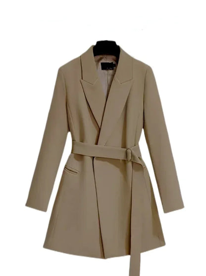 Elegant Slim Fit Women's Blazer with Belt - Spring/Autumn Fashion