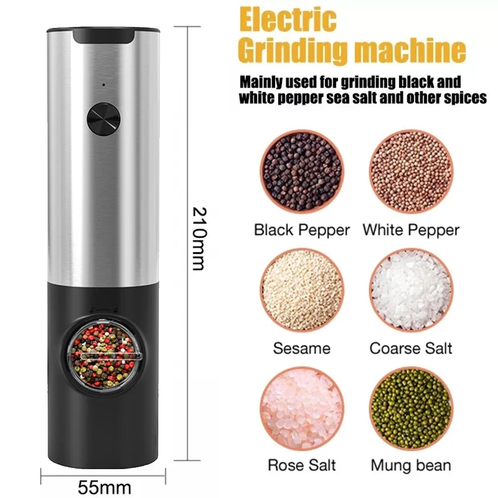 USB Rechargeable Electric Salt and Pepper Grinder Set