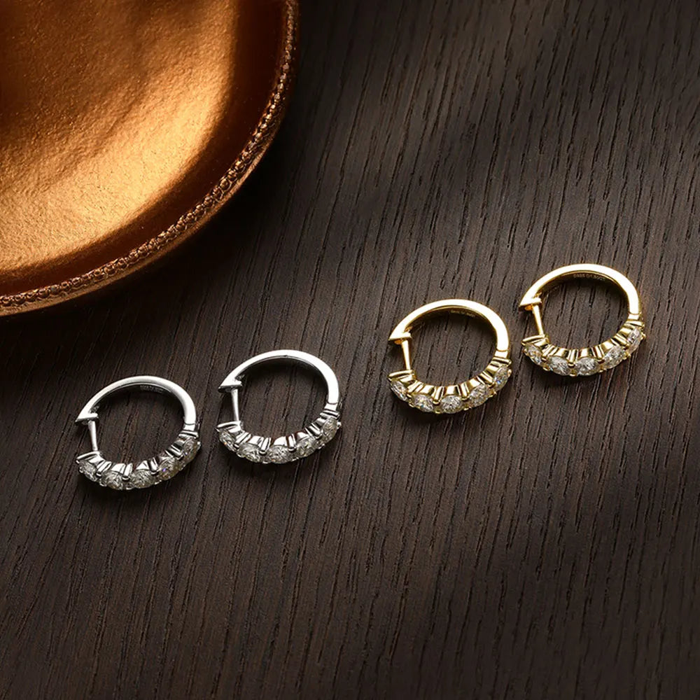 Dazzling Moissanite Loop Earrings in 18k Yellow Gold