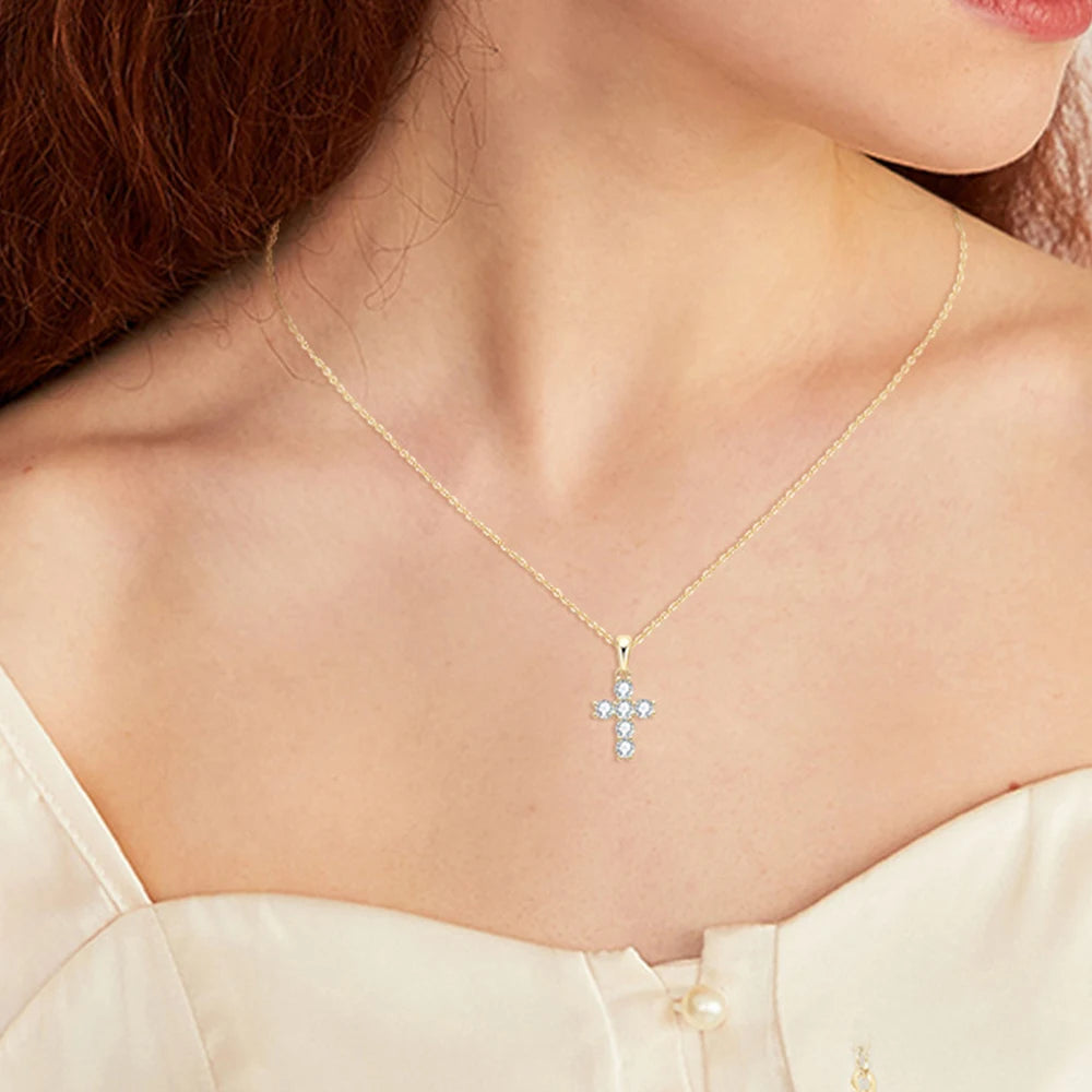 Luxurious Moissanite Cross Necklace - Affordable Brilliance