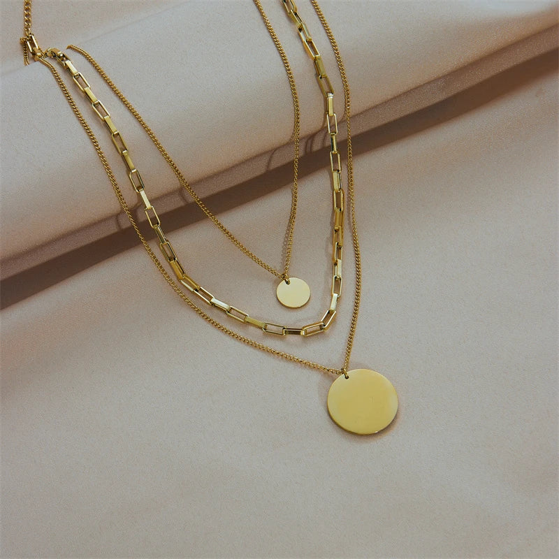 Collier pendentif glamour en or 3 en 1 pour femme
