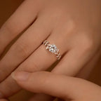 Exquisite 1CT Leaf Moissanite Engagement Ring in Sterling Silver