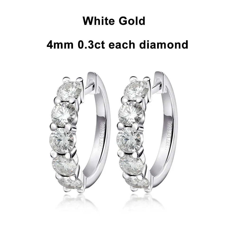 Dazzling Moissanite Loop Earrings in 18k White Gold