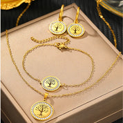 Elegant Crystal Tree of Life Jewelry Set for Women