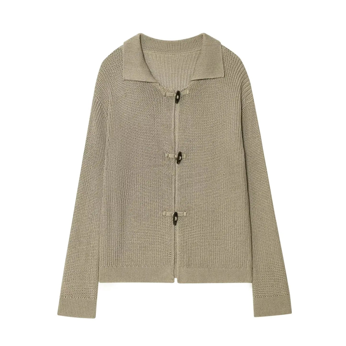 Chic Horn Button Knitted Cardigan for Women