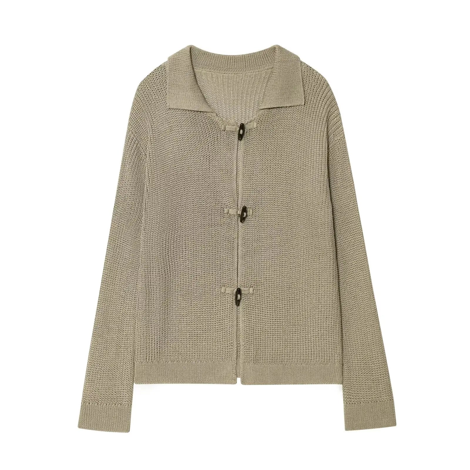 Chic Horn Button Knitted Cardigan for Women