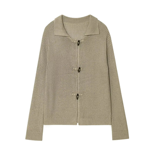 Chic Horn Button Knitted Cardigan for Women