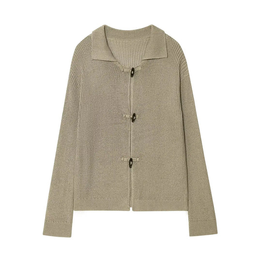 Chic Horn Button Knitted Cardigan for Women