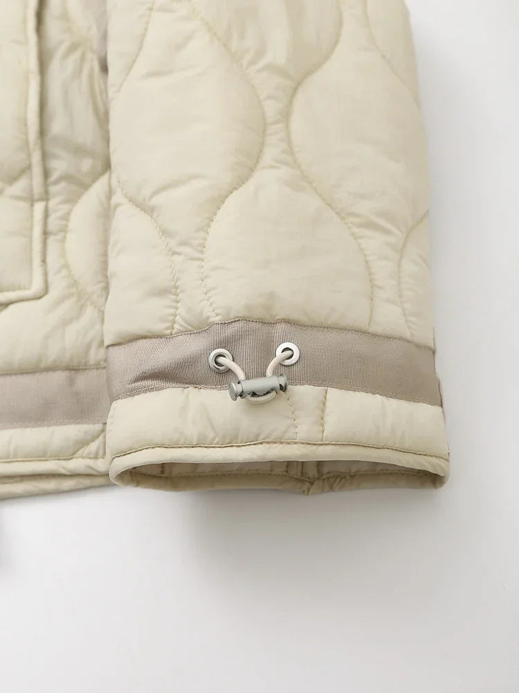 Elegant Stand Collar Women's Cotton Jacket