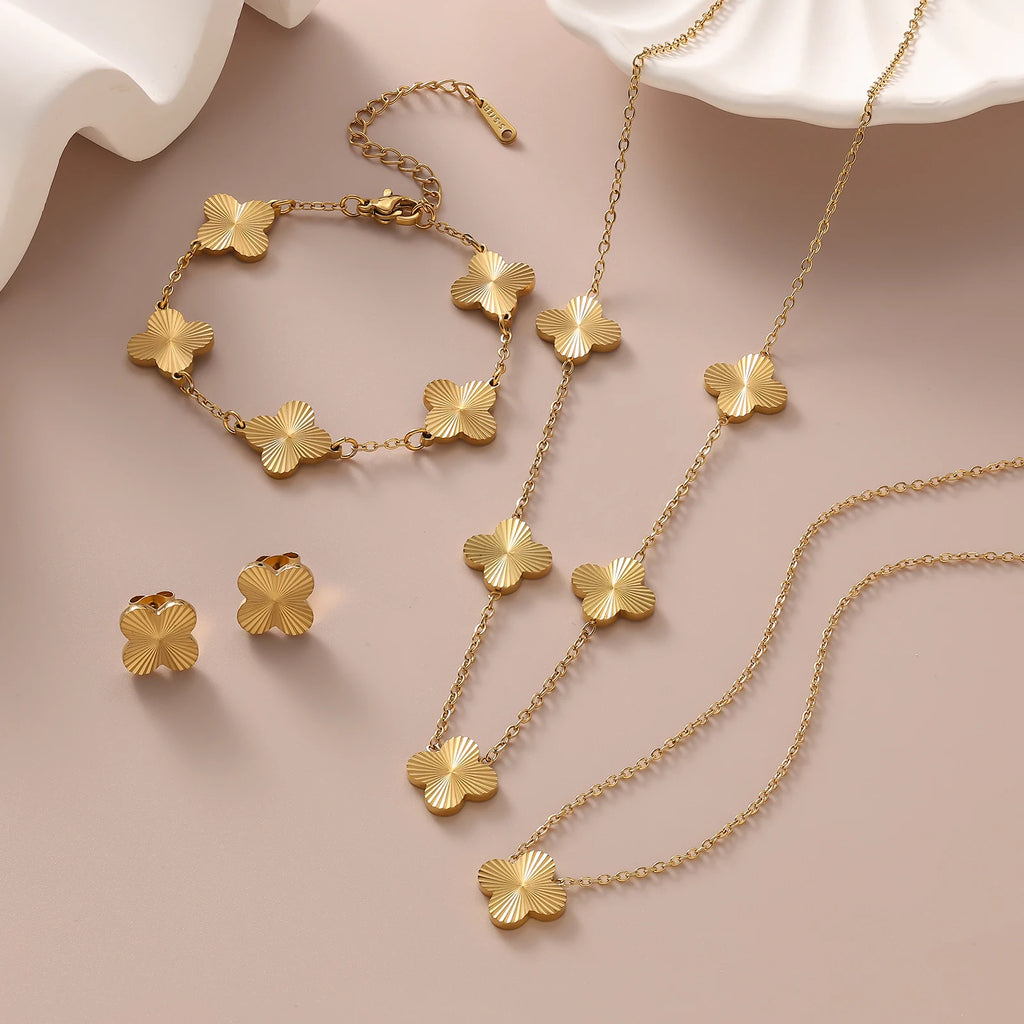 Chic Stainless Steel Clover Jewelry Set