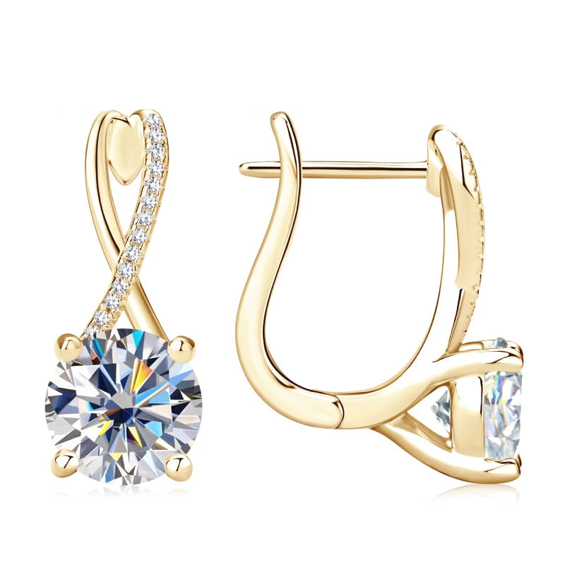 Luxurious Moissanite Drop Earrings - White and Yellow Gold