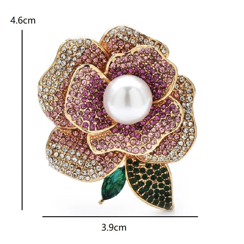 Crystal Rose Flower Brooch – alternate view 2
