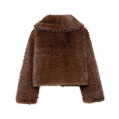 Elegant Faux Fur Short Coat - Warmth & Style for Women