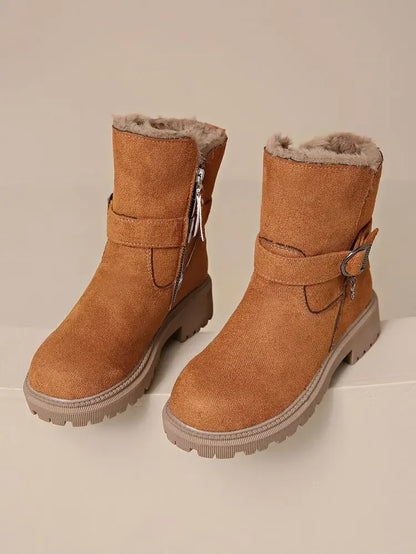 Warm Mid-Calf Snow Boots Trendy Winter Rubber Boots