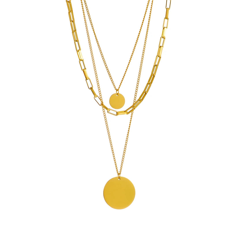 Collier pendentif glamour en or 3 en 1 pour femme