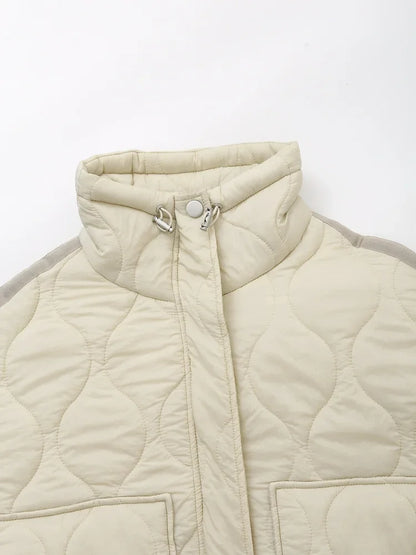 Elegant Stand Collar Women's Cotton Jacket
