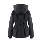 Elegant Women's Hooded Jacket with Cinched Waist