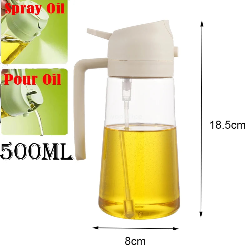 2-in-1 Olive Oil Spray & Pour Dispenser with Ergonomic Handle