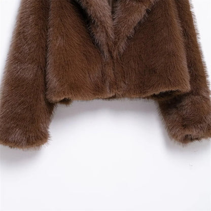 Elegant Faux Fur Short Coat - Warmth & Style for Women