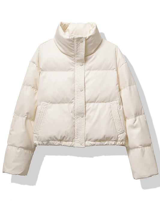 Women Thickened Mock Neck Cotton-padded Jacket