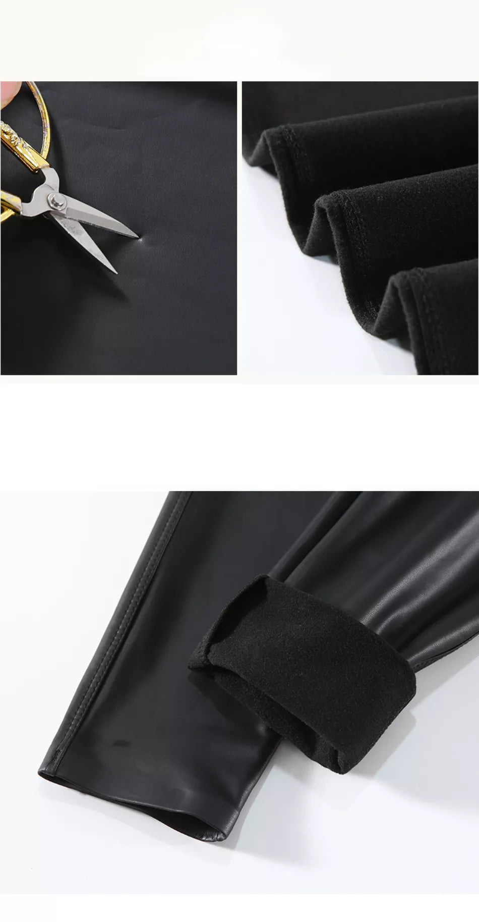 Schwarze Leggings aus Kunstleder für Damen