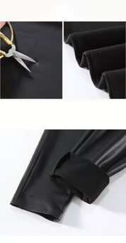 Schwarze Leggings aus Kunstleder für Damen