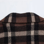 Elegant Plaid Pocket Zipper Sweater Coat for Women