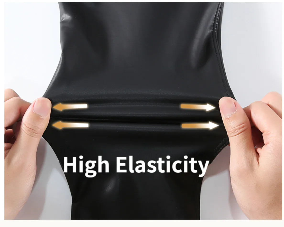 Schwarze Leggings aus Kunstleder für Damen