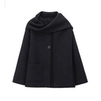 Elegant Women's Scarf Neck Long Sleeve Coat