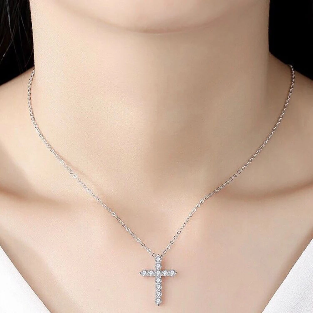 Luminous Moissanite Cross Necklace - Affordable Luxury