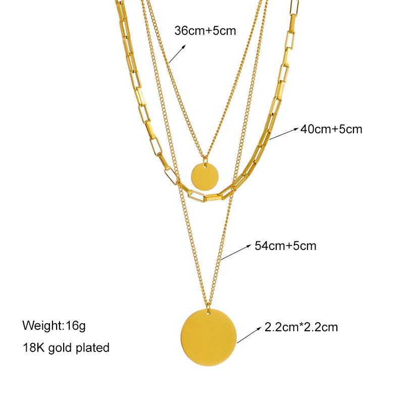 Collier pendentif glamour en or 3 en 1 pour femme