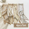 Élodie Satin Ribbon Scarf Set – 4 Pieces