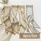 Élodie Satin Ribbon Scarf Set – 4 Pieces