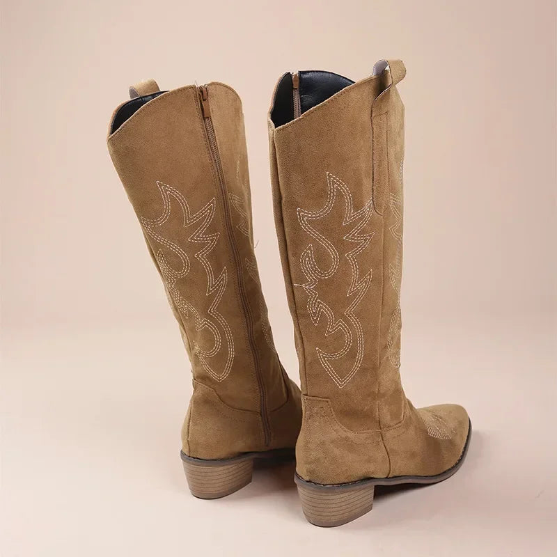 Elegant Embroidered Western Cowboy Boots for Women