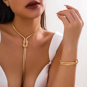Elegant Snake Chain Necklace & Bracelet Set for Women