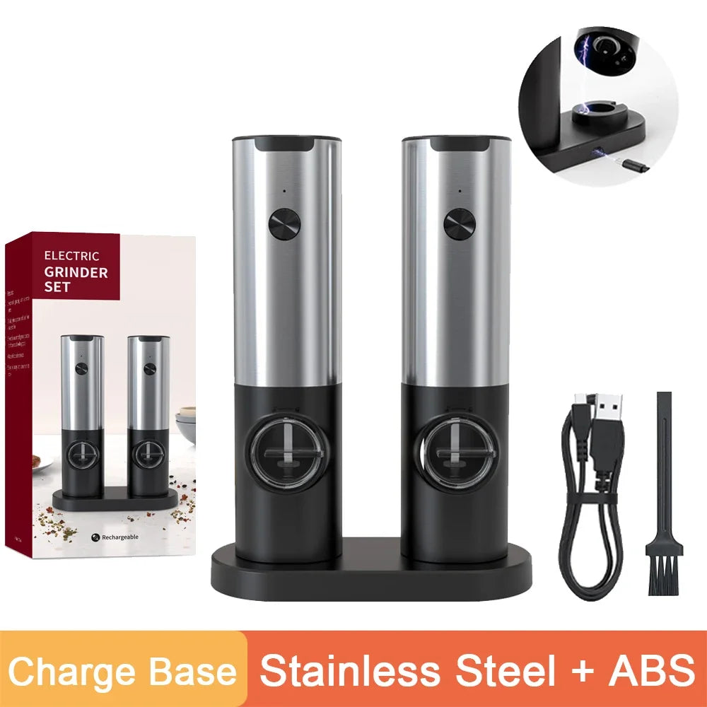 USB Rechargeable Electric Salt and Pepper Grinder Set