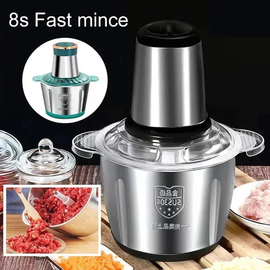 Premium Stainless Steel Electric Meat & Vegetable Grinder - 2L Capacity with Multi-Purpose Chopper Function
