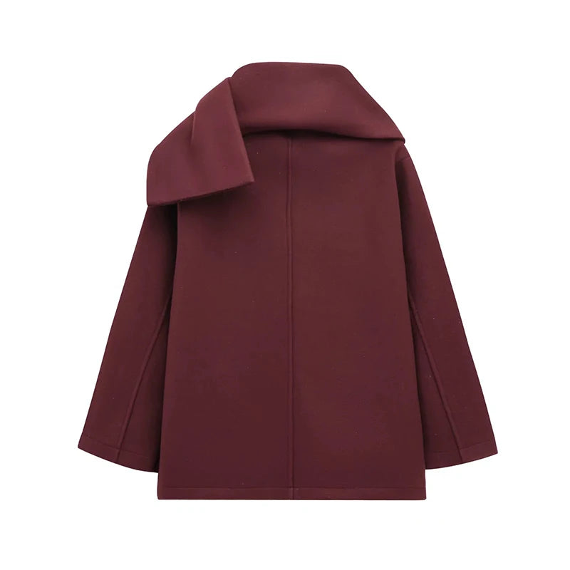 Elegant Women's Scarf Neck Long Sleeve Coat