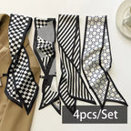 Élodie Satin Ribbon Scarf Set – 4 Pieces