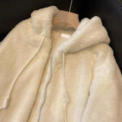 Weißer Mantel aus Lammwolle-Imitation für Damen