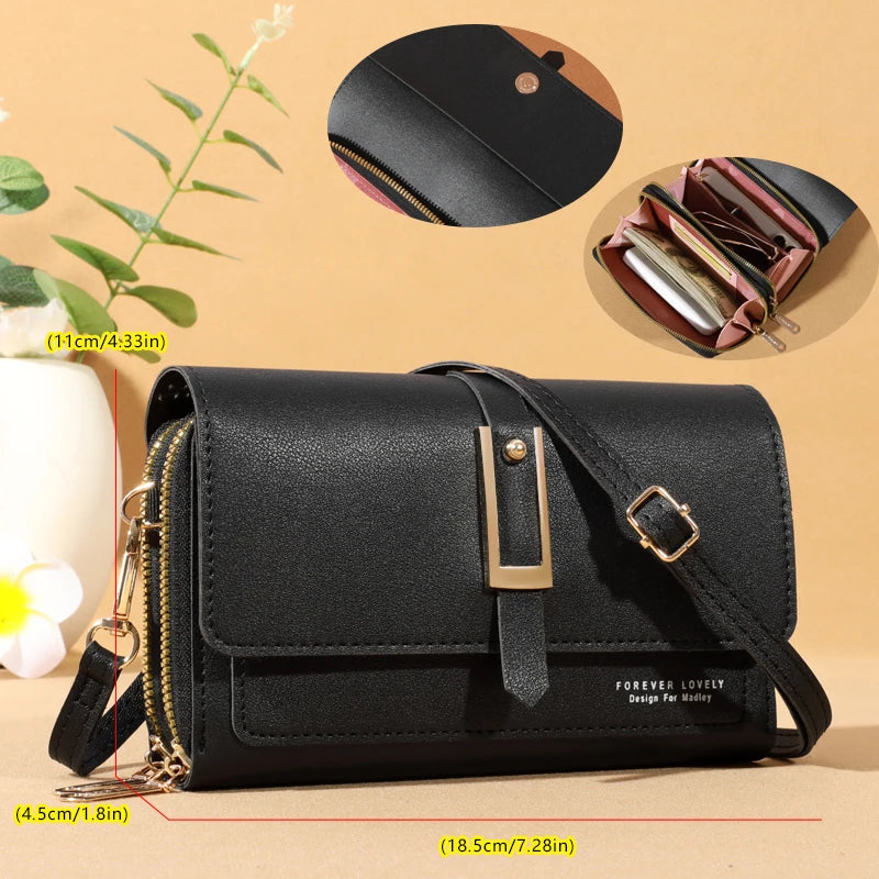 Sac bandoulière élégant pour femme - Porte-cartes et téléphone portable élégant