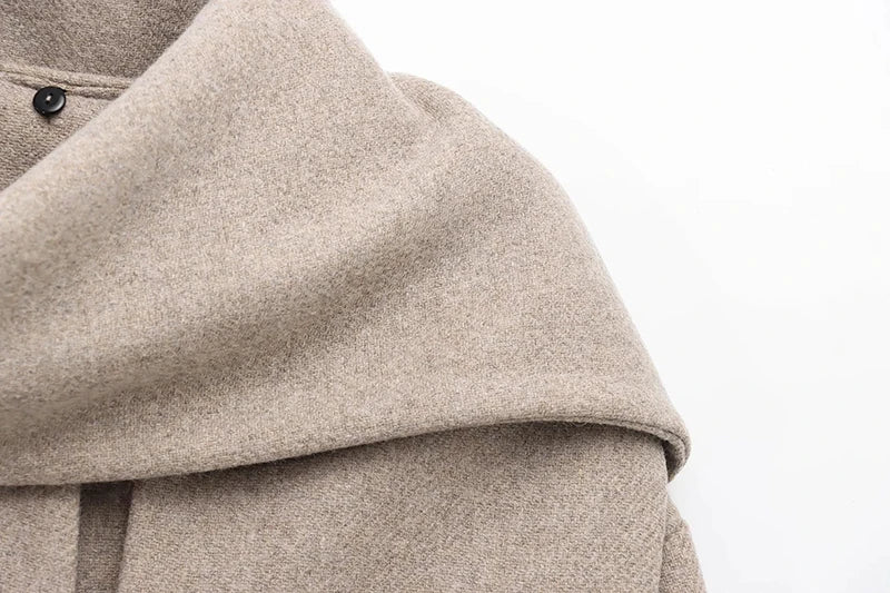 Elegant Women's Scarf Neck Long Sleeve Coat