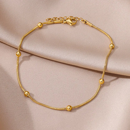 Women's Chain Anklet with Golden Balls