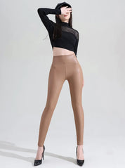 Schwarze Leggings aus Kunstleder für Damen