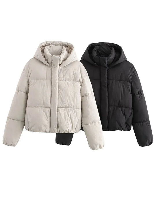Elegant Women's Hooded Cotton Jacket - Warm & Stylish