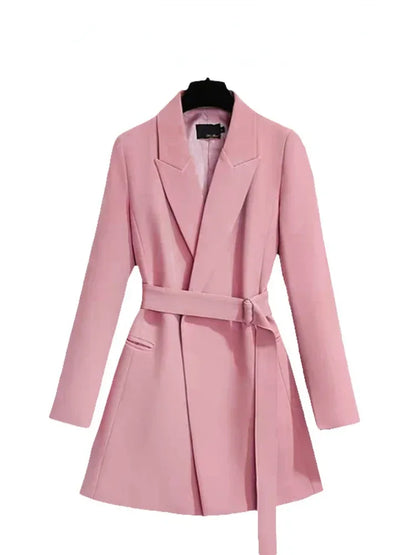 Elegant Slim Fit Women's Blazer with Belt - Spring/Autumn Fashion